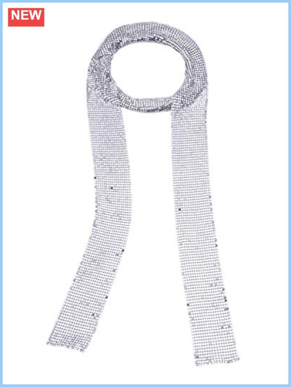 Glitter Sparkle Metal Sequins Long Thin Skinny Neck Tie Scarf Shawl Party